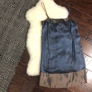 BCBG Blue and brown metallic dress | xs |